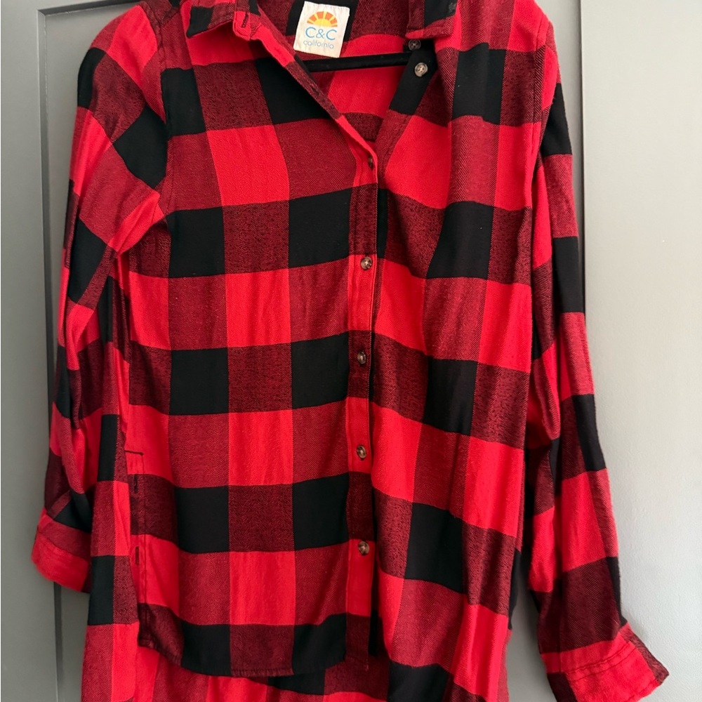 C&C California Red and Black Plaid Shirt